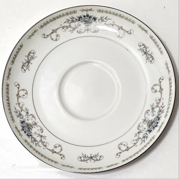 Diane by Fine China of Japan Blue Flower Scrolls - Saucers Set of 13 - Picture 1 of 10